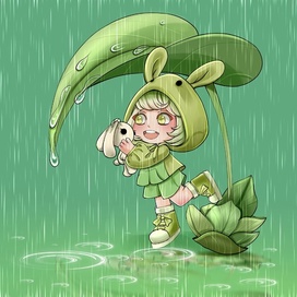 In the pouring rain