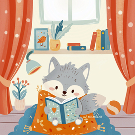 Wolf pup illustration