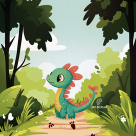Book illustration of a "little dinosaur"