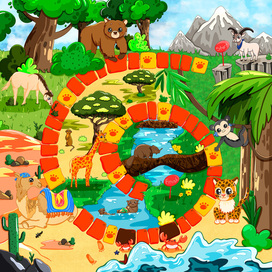 A playing field for a children's board game