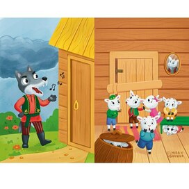  Illustration for the book "The Wolf and the 7 Little Goats"