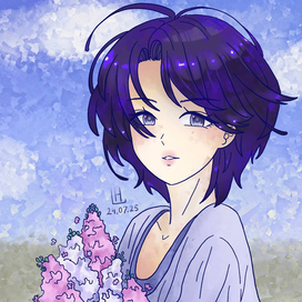 Girl with flowers