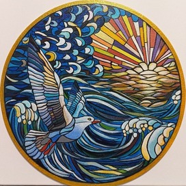A seagull over a stormy sea