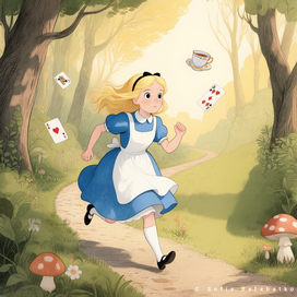 Illustration for the book "Alice in Wonderland".