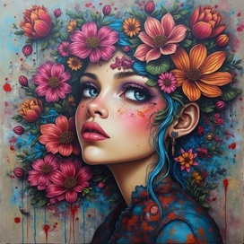 girl, flowers