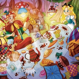 Spread "Mad Tea Party" based on the fairy tale "Alice in Wonderland"