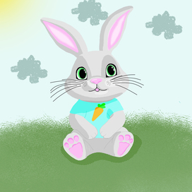 a bunny in the style of a children's illustration