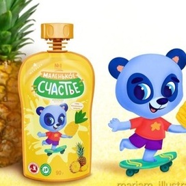 Illustration of anthropomorphic animals for baby food. Panda.