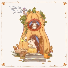 Pumpkin house with mice