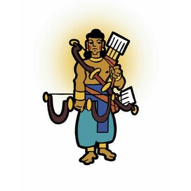 Lakshmana with the divine weapons