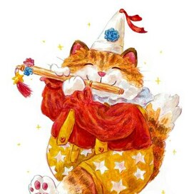 Cat with a flute