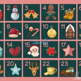 Christmas Advent calendar. Vector illustration in cartoon style.