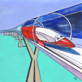 Magazine "why?" Section "From around the world". Publishing house - Young technician. Published in the magazine. Illustrations for printing in a reduced format. Theme: The latest high-speed train. Artist: Marat Bryzgalov.
