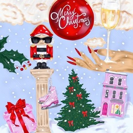 New Year's illustrations for a gift card