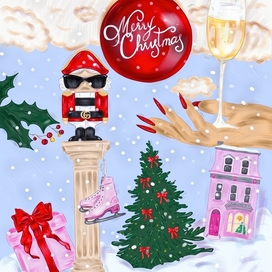 New Year's illustrations for a gift card
