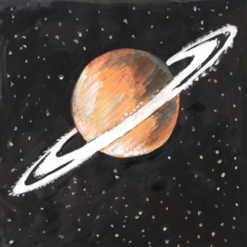  Planet Saturn. Illustration.  Technique: Paper, ink, acrylic, gouache. Published in the magazine "Why? Artist Marat Bryzgalov