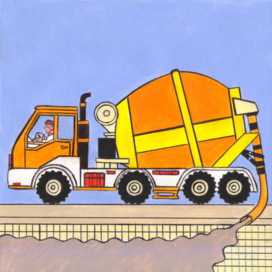 For the magazine "Why?" Section "From Around the World". Publishing house "Yuniy Tekhnik". Published in the magazine. Illustration for printing in a reduced format. Topic: New recipes for making concrete. Artist: Marat Bryzgalov.