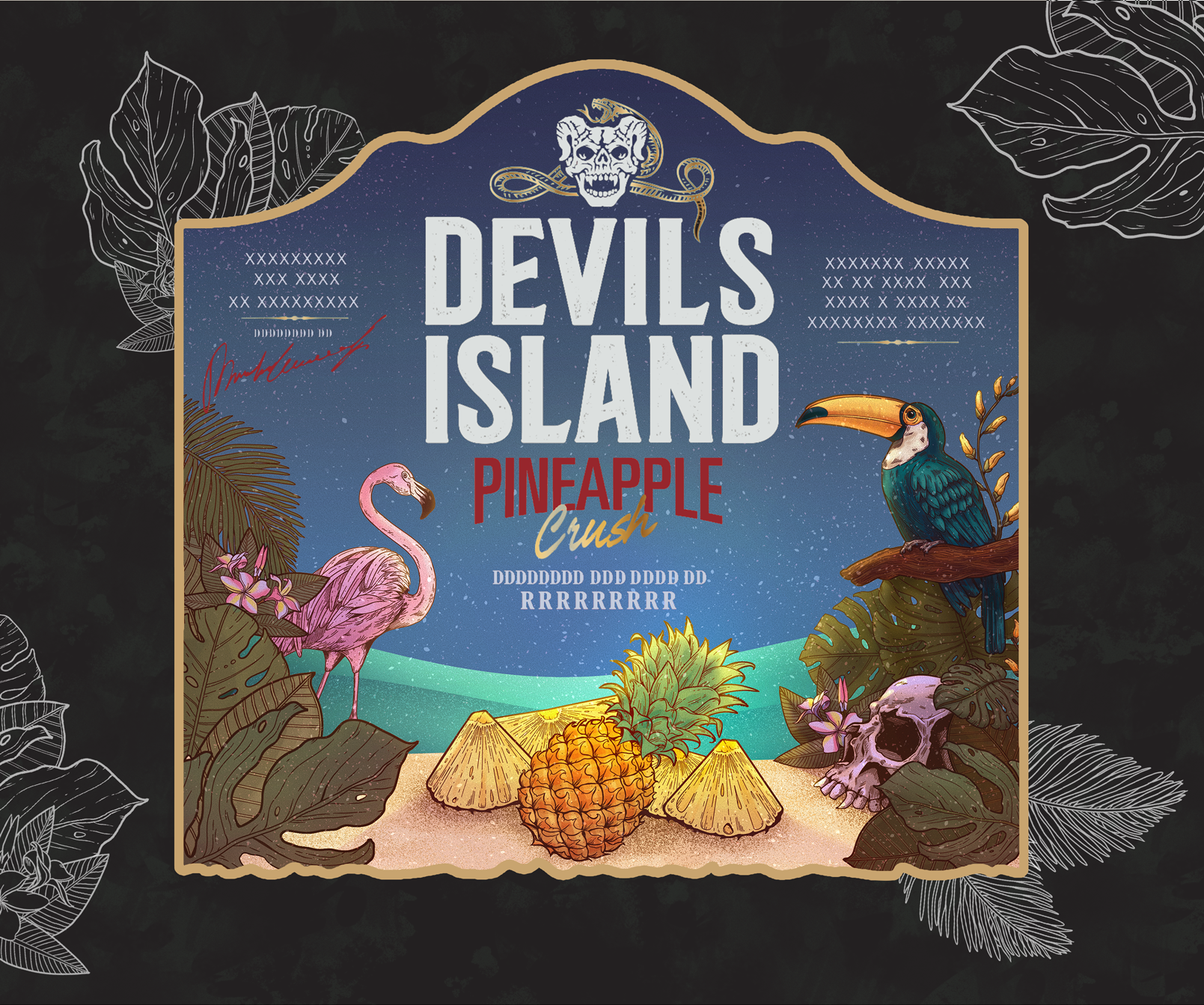 Illustration for the Devil's Island brand label