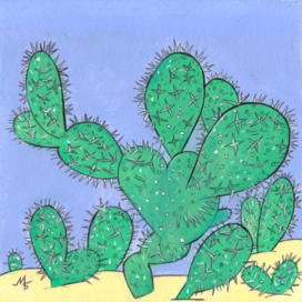 In the magazine "Why?" Section "From Around the World". Publishing House - Young Technician. Published in the magazine. Illustration for printing in a smaller format. Topic: Recycling cacti into new types of eco-friendly plastic. Artist: Marat Bryzgalov.