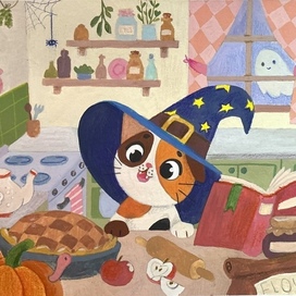 The Little Wizard Cat and the Pumpkin Pie