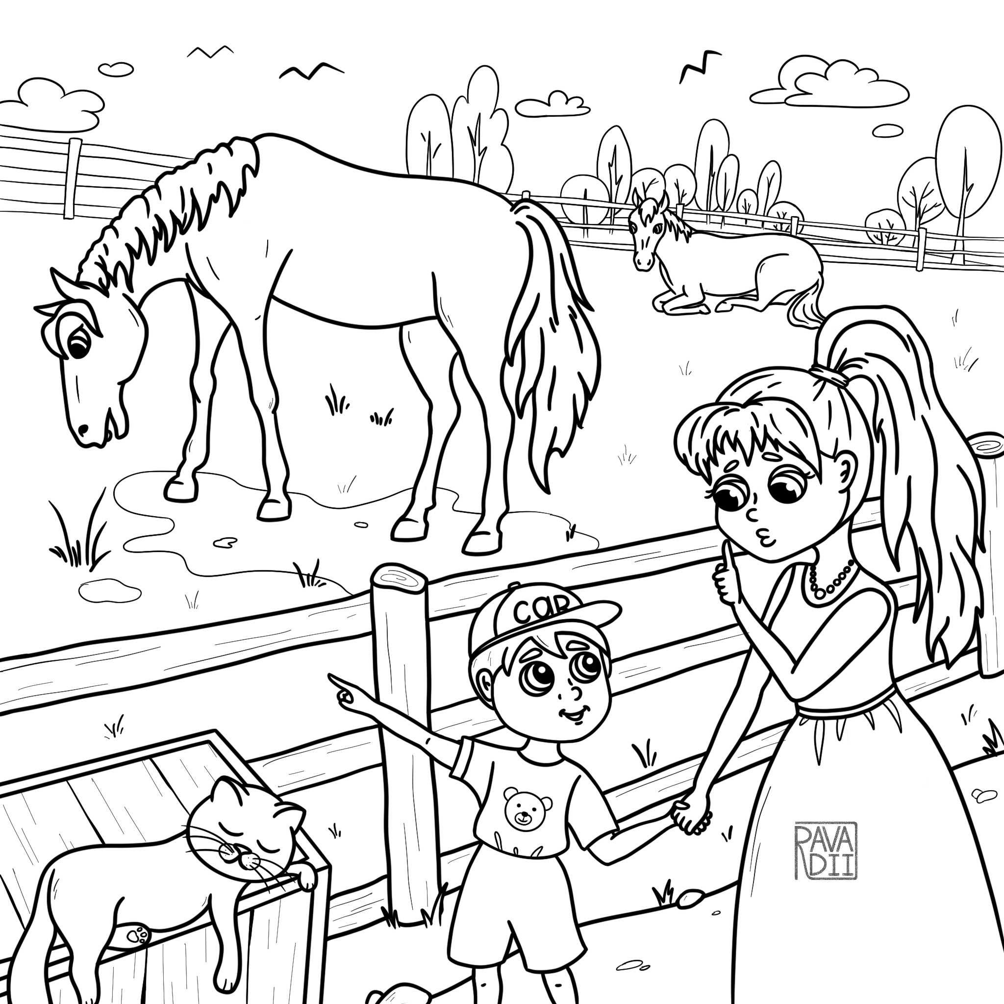 A social coloring book for children about caring for pets