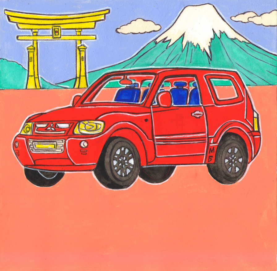 In the children's magazine "Why?" Section "From Around the World". Edited by Young Technician. Published in the magazine. Illustration reduced during printing. Illustration for an article about Japanese cars and new types of steel for them. Artist: Marat Bryzgalov.