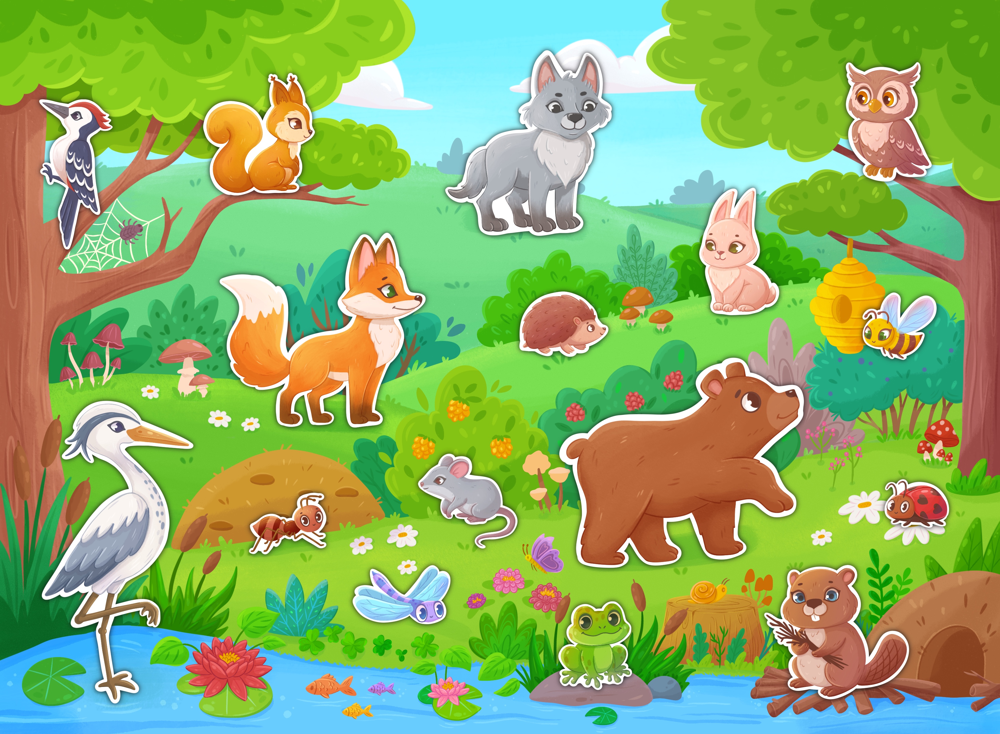 Магнитная развивающая игра для детей Лес и его обитатели