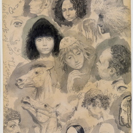 Griffinage. Black watercolor. 20 x 28 cm.