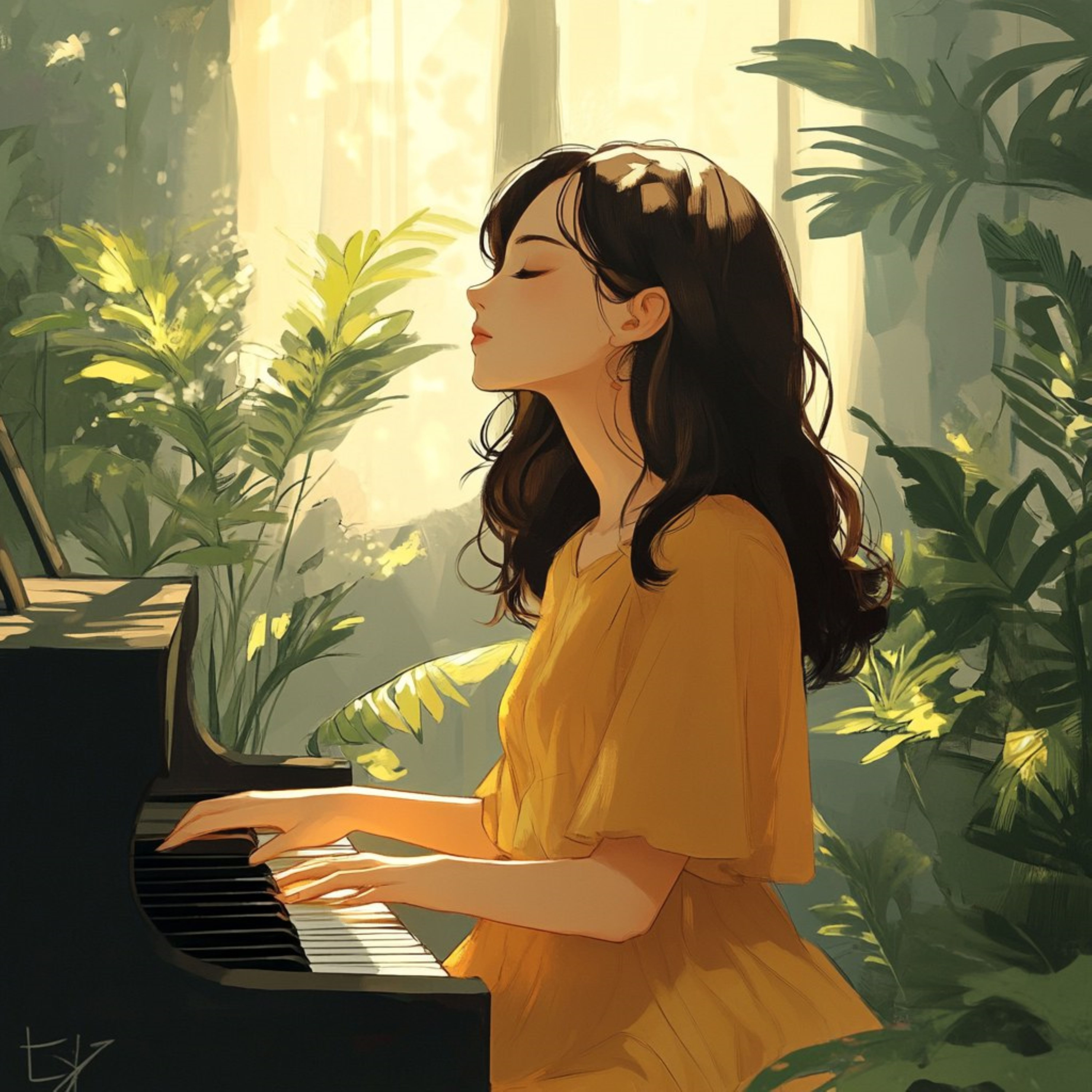 a girl playing the piano