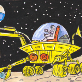 Для детского журнала "Левша". Редакция "Юного техника". Раздел "Задачи левши". Статья - Планирование на будущее о добыче полезных ископаемых на Луне. Опубликована в журнале. Художник Марат Брызгалов.