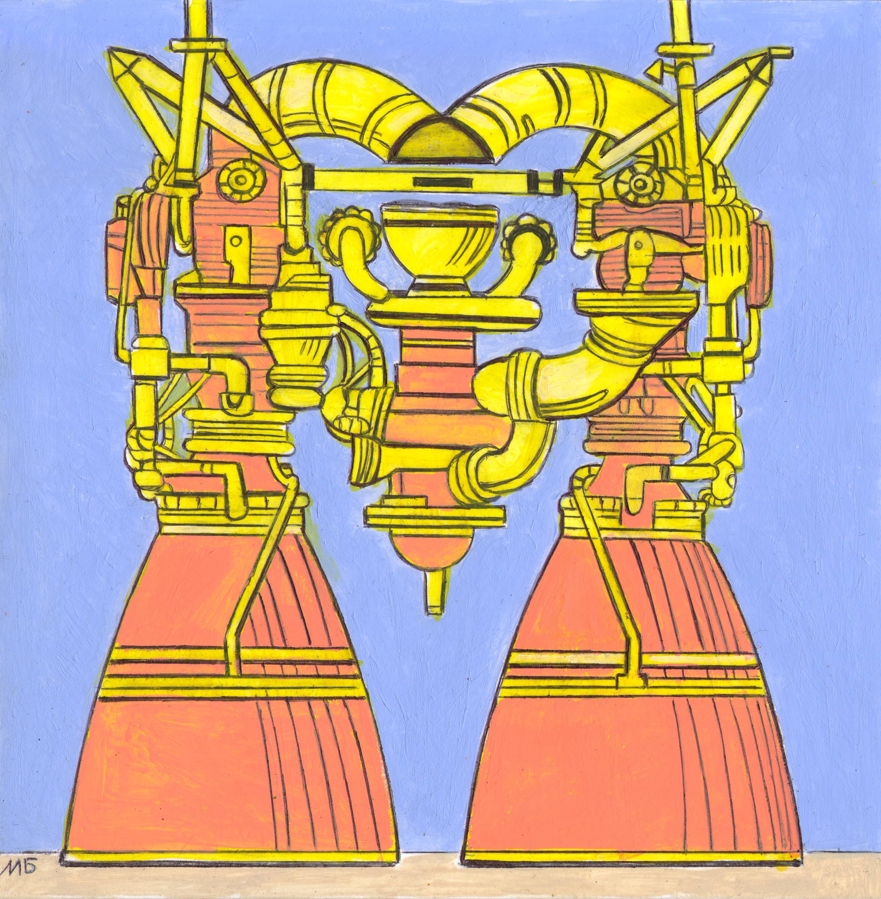 In the magazine "And Why?" Section "From All Over the World". Publishing House - Young Technician. Published in the magazine. Illustration on the reduction of the theme: Jet engine. Created by 3D printer printing. Artist: Marat Bryzgalov.