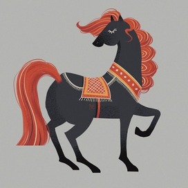 A horse featuring Gorodets-style painting, for a 2026 calendar