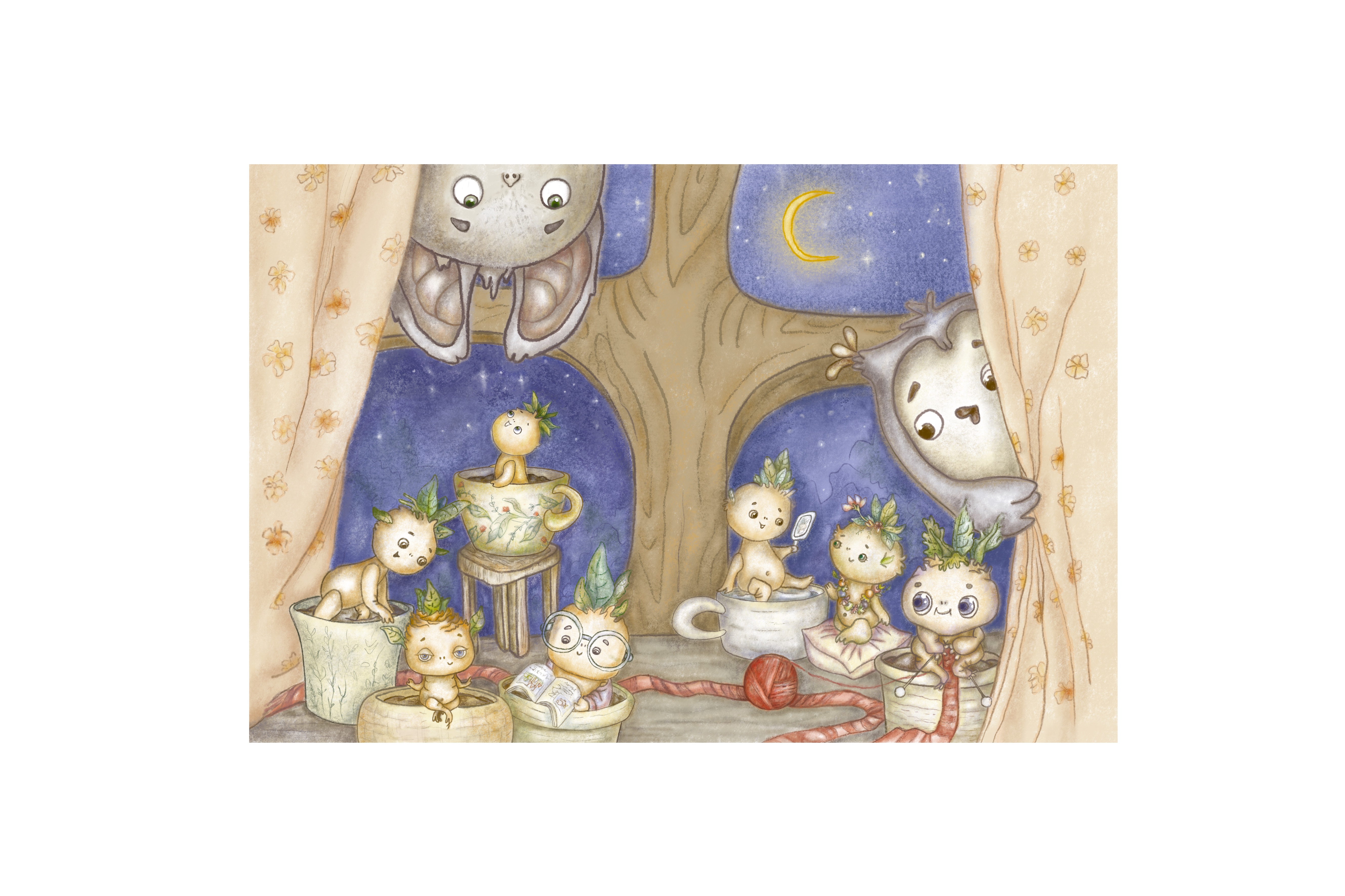 Illustration to my book of fairy-tales for children. «Bat Habits».