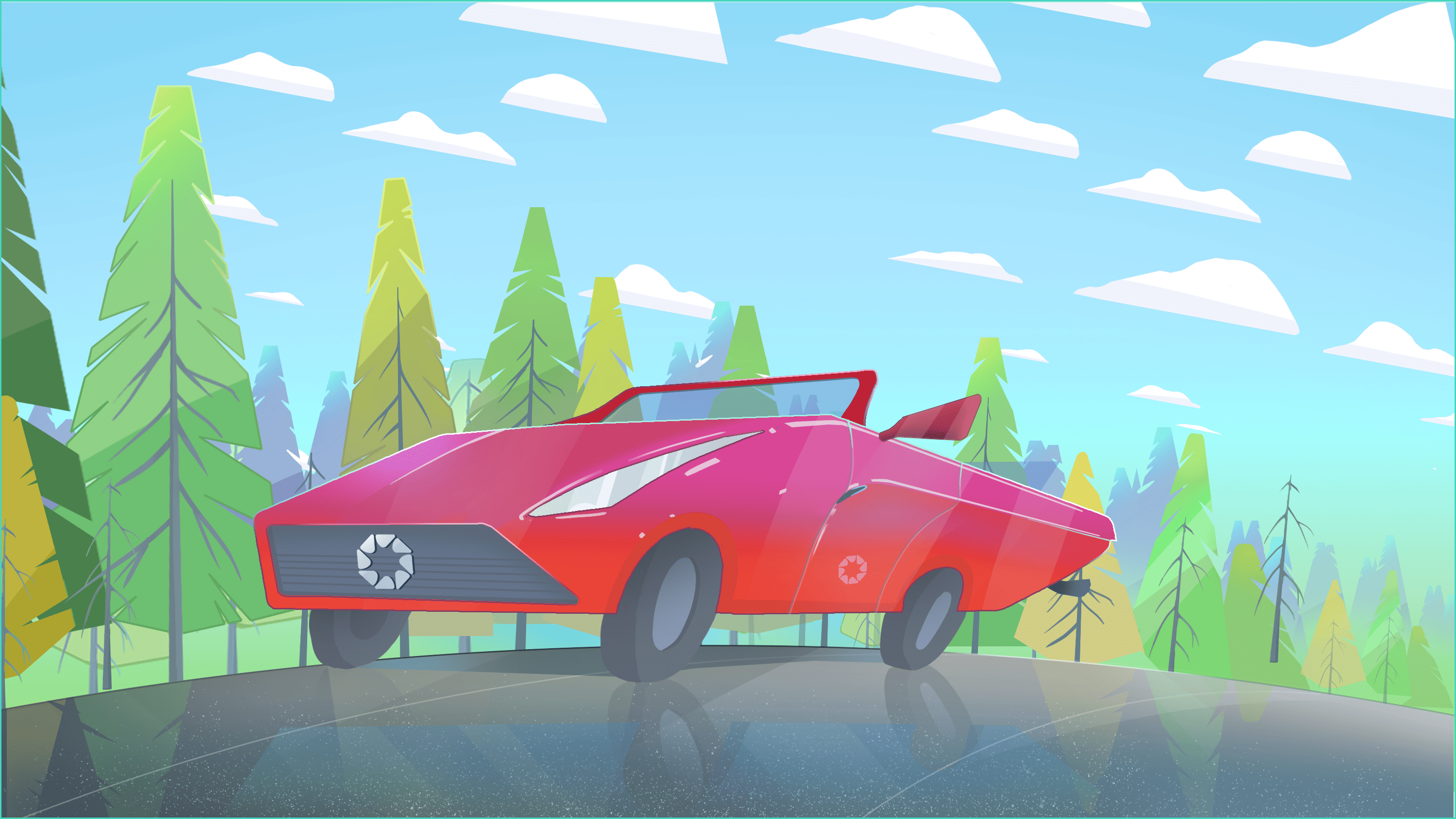 Красный кабриолет