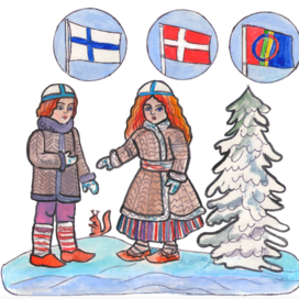 "Winter Fairy Tale" by Finnish writer Sakarias Topelius. In the "Game Room" section. In the children's magazine "Why?" published by the Young Technician publishing house. The illustration was published in the magazine. Artist: Marat Bryzgalov.