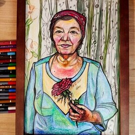 Portrait "Grandmother with a Rose"