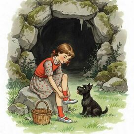 Ellie puts on the Silver Slippers