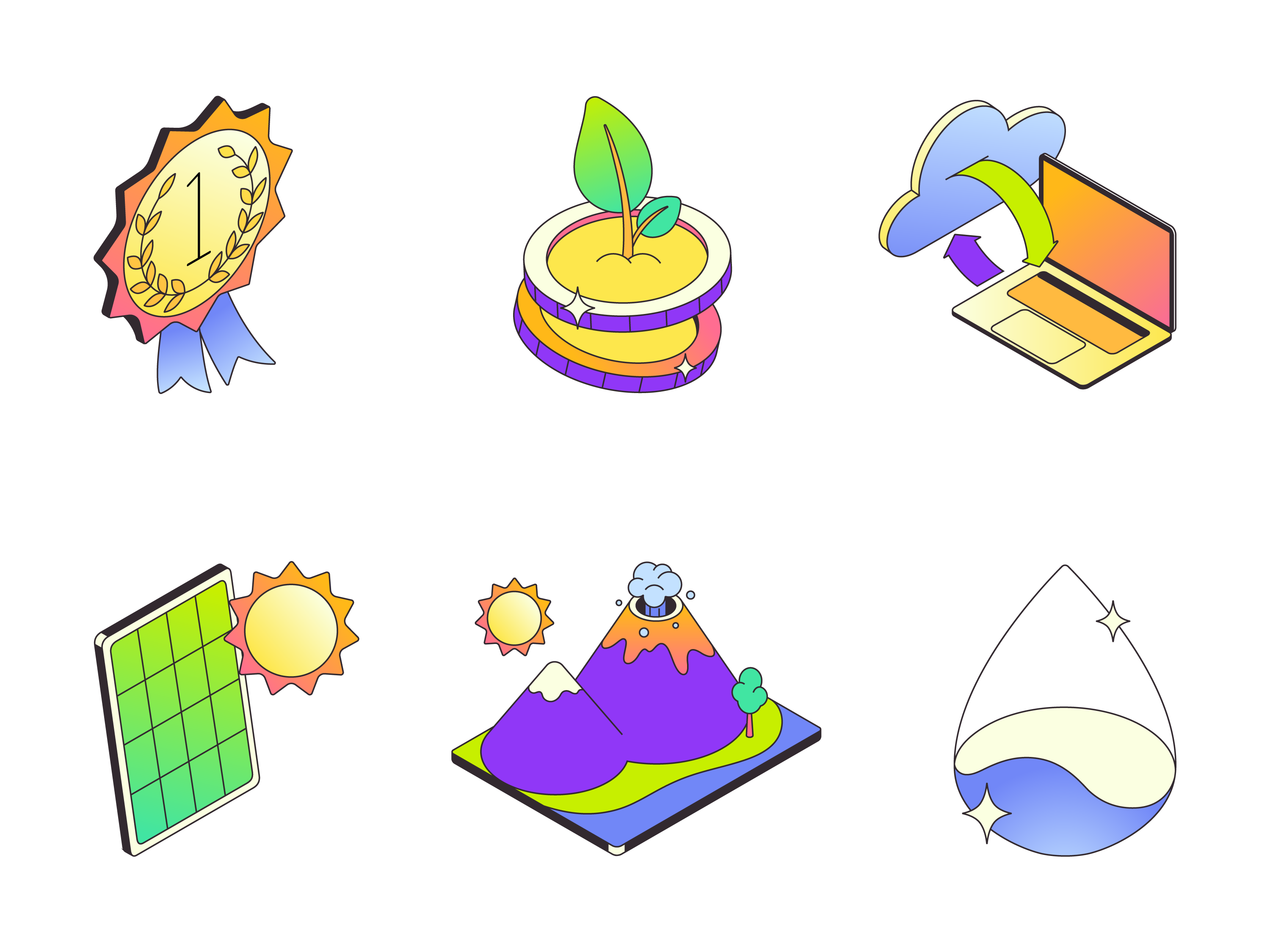 Isometric Icons: Ecology, Technology
