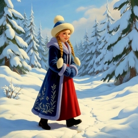 New Year's card with Snegurochka