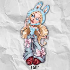 Labubu x Bratz fashion illustration