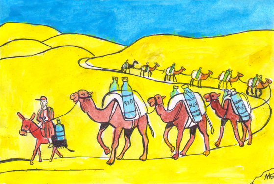 For the children's magazine "Lefty". Publishing house "Young Technician". Section "Lefty's Tasks". Article about the value of clean fresh water and ecology. Published in the magazine. Artist Marat Bryzgalov.