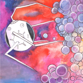 In the magazine "Why?" Section "From Around the World". Published in the magazine "Young Technician". Published in the magazine. Illustration on the topic of medical research. A universal ultra-miniature robot for medical research and operations.