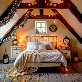 Комната в мансарде в стиле шебби-шик