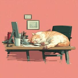 the cat is sleeping on the table