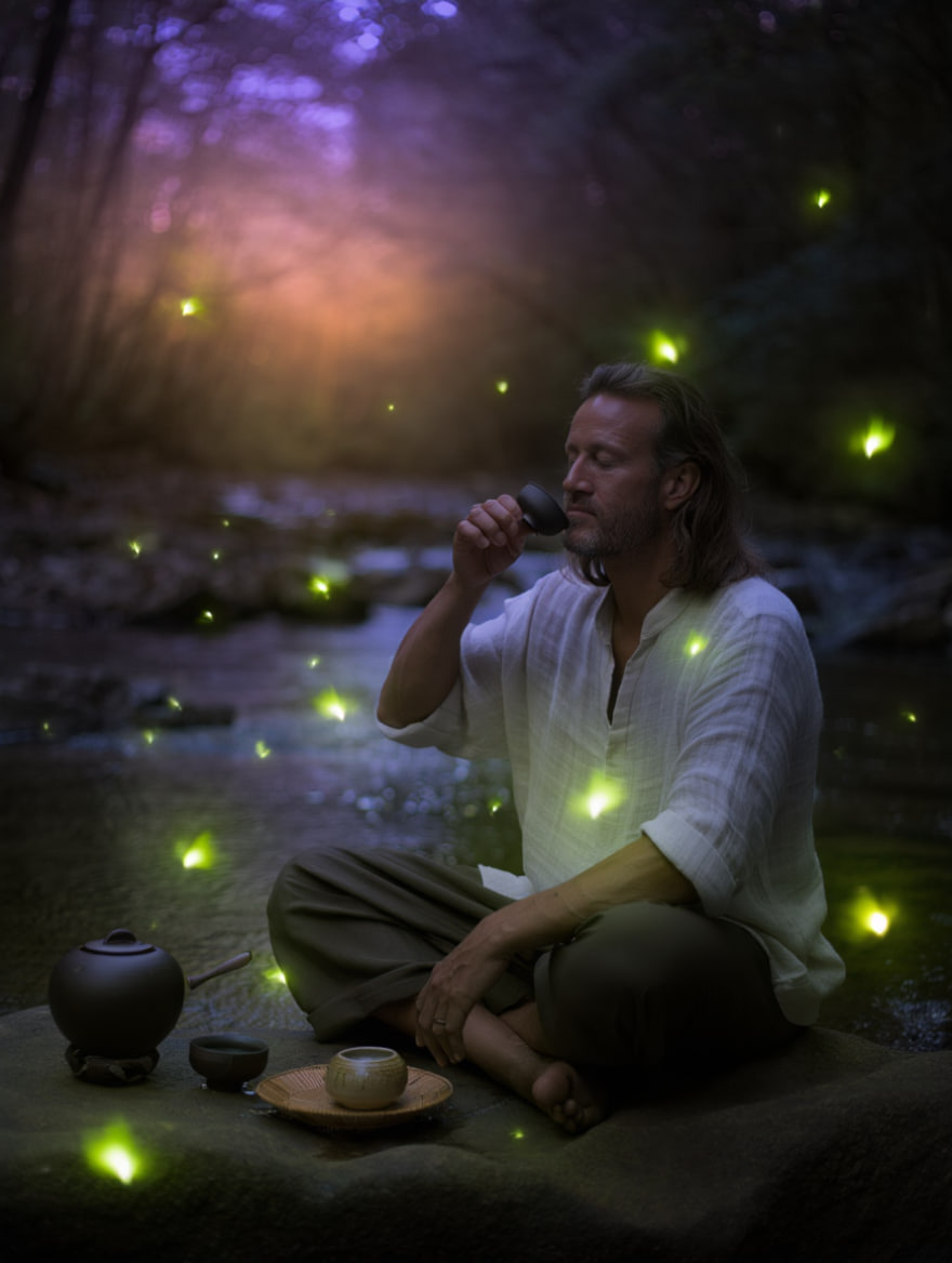 evening tea with fireflies