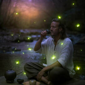 evening tea with fireflies