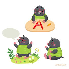 Mole for children's alphabet