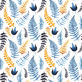 Blue Fern Dreams Seamless Pattern
