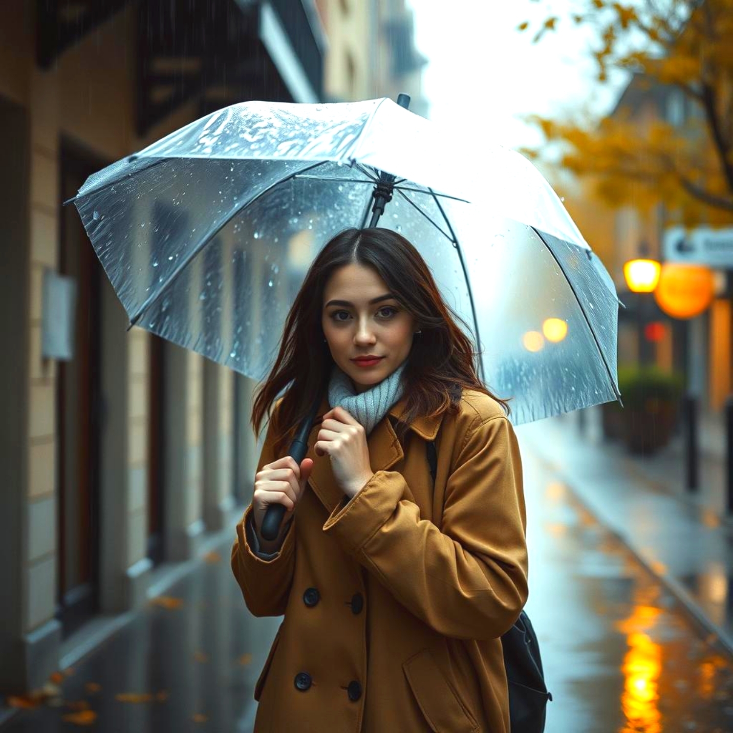 A girl under an umbrella