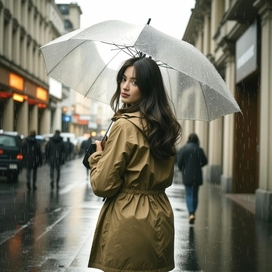 A girl under an umbrella